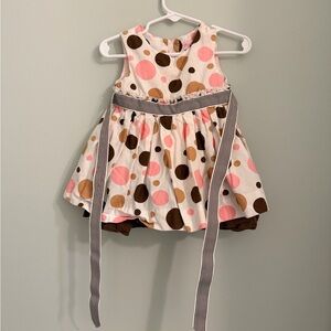 Pink Zebra Polka Dot Dress - Pink, Brown, White